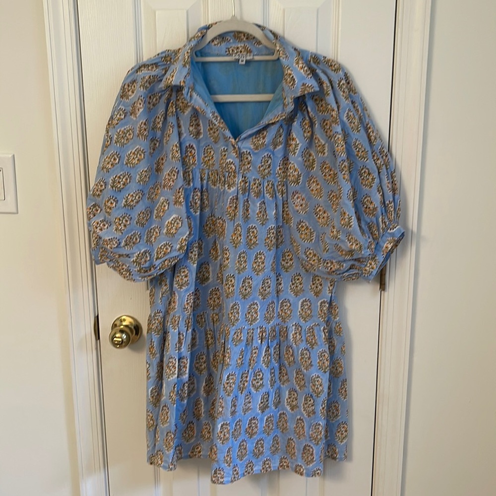 Willow park boutique- saule park size medium Blakely Dress in Blue Fall Floral